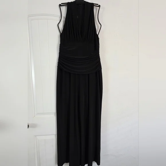 Nine West | Pants & Jumpsuits | Nine West Black Ruched Halter Maxi Jumpsuit  Gown Size 2 | Poshmark